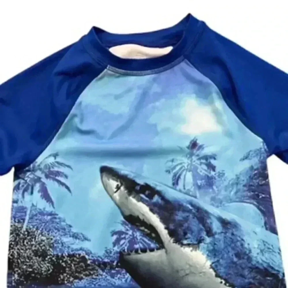 Wonder Nation Rash Guard Long Sleeve Shark Design Boys Size 8 Medium‎